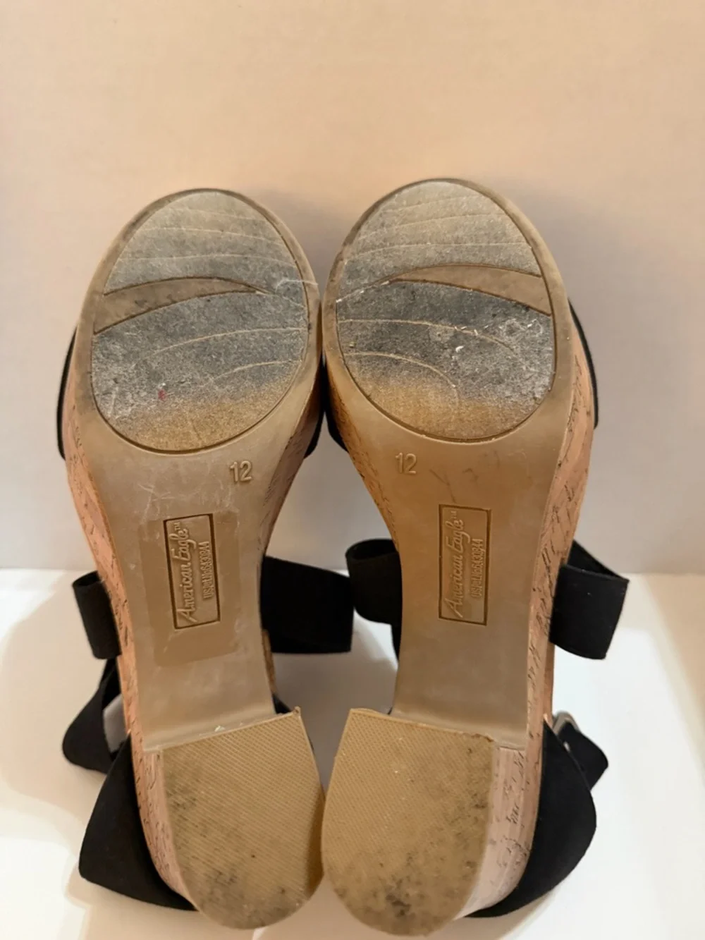 American Eagle Outfitters Black Cork-Platform Crisscross Sandals